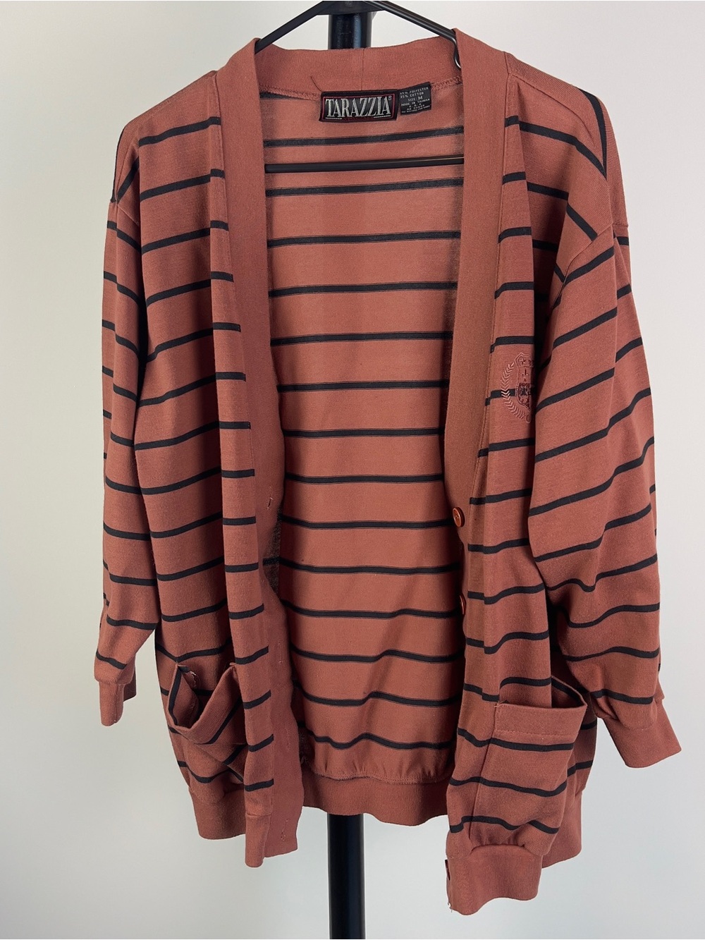 Tarazzia Internationale Vintage Striped Crest Cardigan Sweater‎